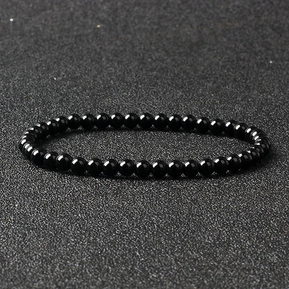 4mm Natural Stone Bead Stretch Bracelet for Men & Women – Agate Lava Handmade Reiki Crystal Jewelry