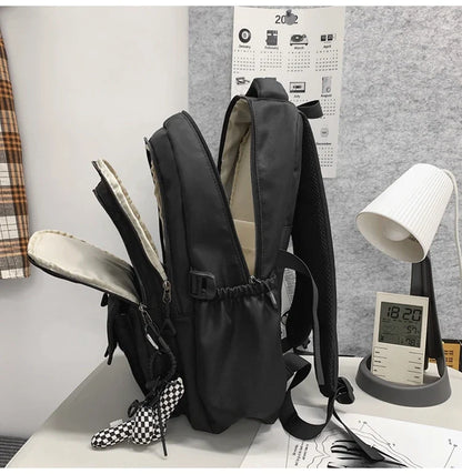 2023 Simple Solid Color Student Bag - Large Capacity Canvas Schoolbag for Youth, Fashionable Travel Backpack
