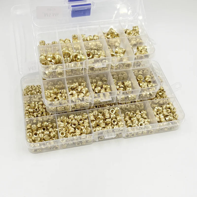 Brass Insert Nut Set M2–M6 – Knurled Hot Melt Threaded Copper Nuts for 3D Printing & Injection Molding