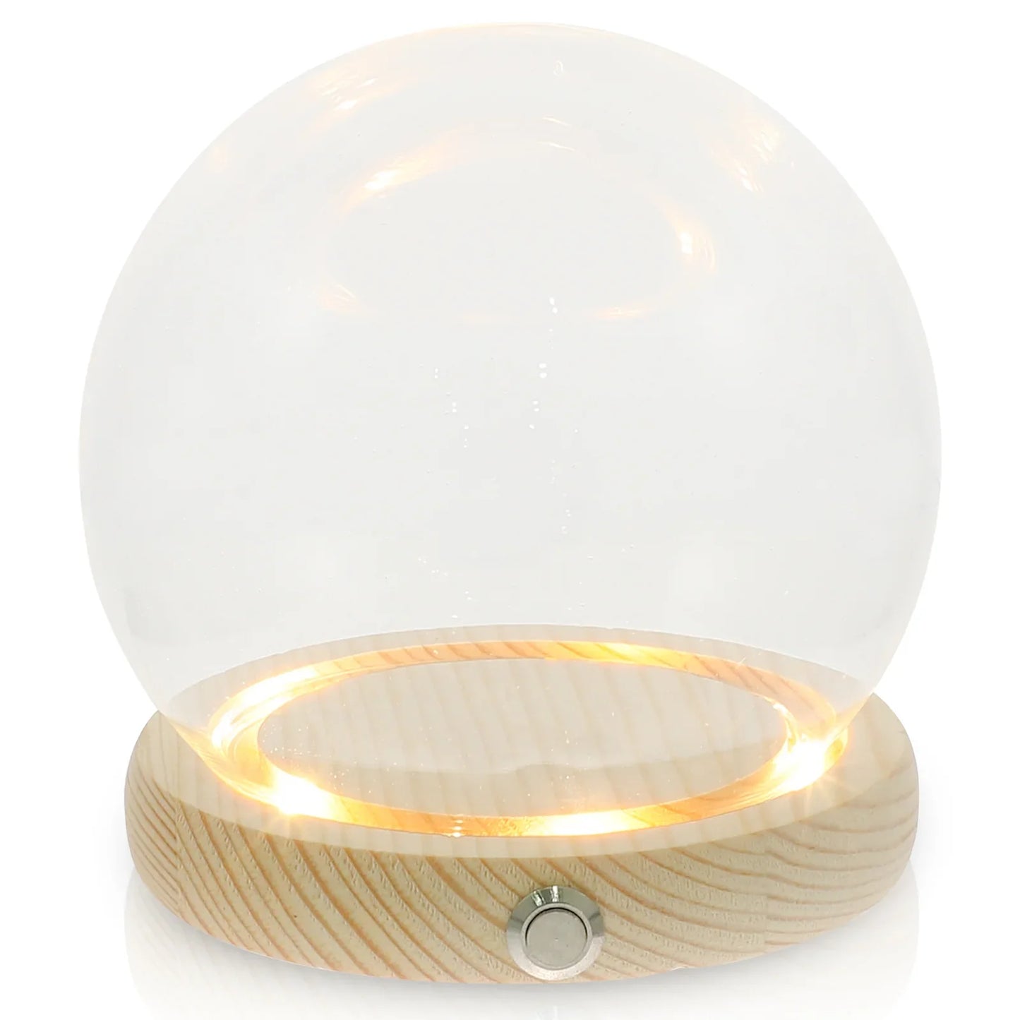 Handmade Glass Display Dome – Clear Plant Pots with LED Lights, Glowing Eternal Preserved Flowers Decor