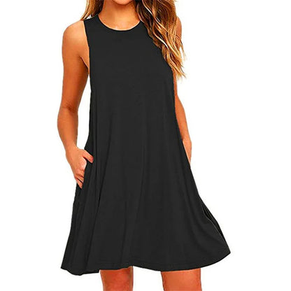 Women's Summer Casual Swing T-Shirt Dress – Beach Cover-Up with Pockets, Plus Size Loose Fit Tee Dress