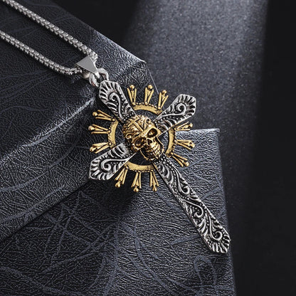 Caribbean Pirates Aztec Gold Coin Necklace – Retro Skull Pendant, Punk Hip Hop Movie Accessory