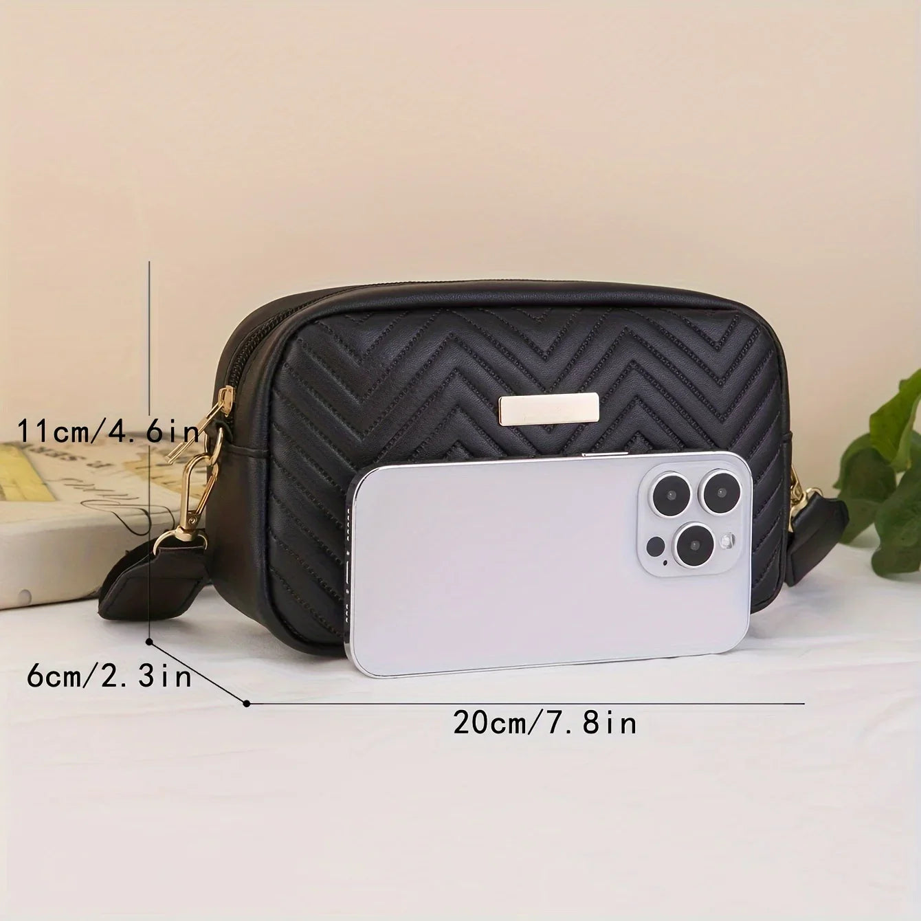 Minimalist Quilted Mini Crossbody Bag - Trendy PU Shoulder Bag, Women’s Casual Handbag and Mobile Phone Wallet