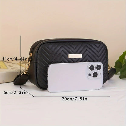 Minimalist Quilted Mini Crossbody Bag - Trendy PU Shoulder Bag, Women’s Casual Handbag and Mobile Phone Wallet