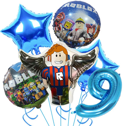 Roblox Birthday Party Supplies — Balloons, Disposable Tableware & Backdrop for Kids’ Party or Baby Shower