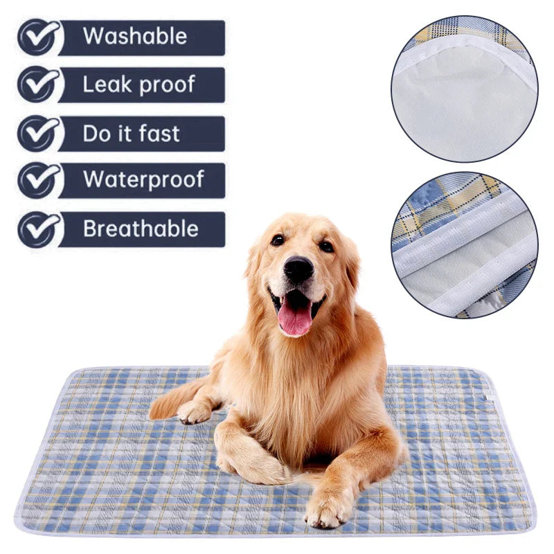 Washable Dog Pee Pad – Absorbent Reusable Plaid Pet Training Mat & Toilet Seat Cover (Home/Outdoor)