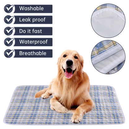 Washable Dog Pee Pad – Absorbent Reusable Plaid Pet Training Mat & Toilet Seat Cover (Home/Outdoor)