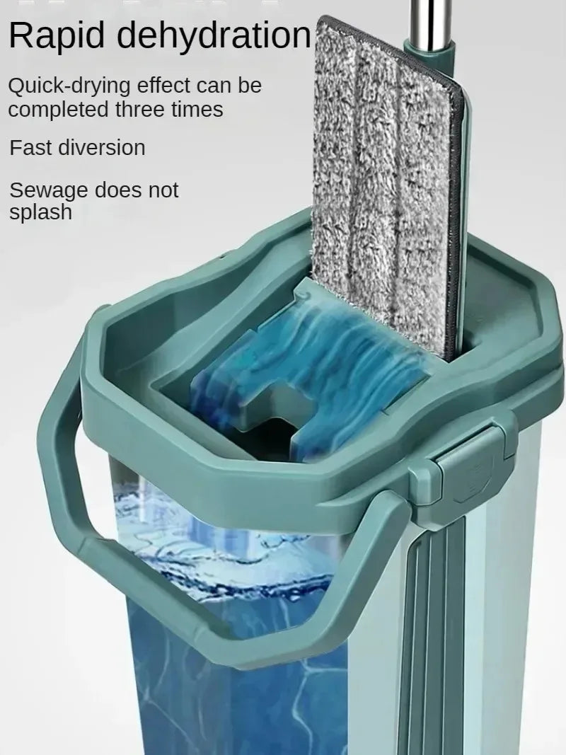 Hands-Free Squeeze Mop with Bucket | 360° Flat Mop Set for Wet & Dry Floor Cleaning | Sewage Separation Home Cleaning Tools