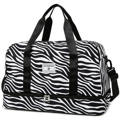 Women’s Carry-On Travel Bag – Spacious Animal Print Nylon Gym & Sports Bag, Large Capacity Weekend Overnight Bag