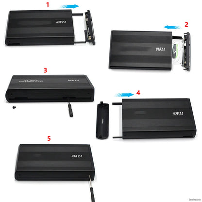2.5"/3.5" IDE HDD External Enclosure — USB 2.0 Hard Drive Box for Desktop, PC, Laptop & Phone