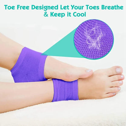 Silicone Heel Socks Foot Care - Moisturizing Gel Heel Protectors for Cracked Dry Feet, Pain Relief & Plantar Support
