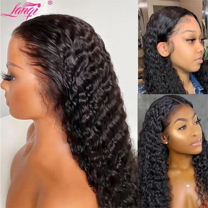 250% Curly Human Hair Lace Front Wig – Deep Wave Brazilian Remy 13x4 Water Wave Lace Frontal Wig