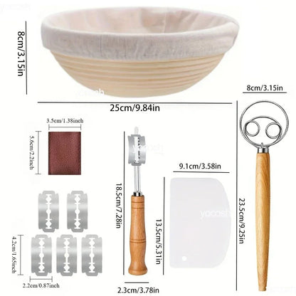 Professional Baking Kit – 24oz Sourdough Starter Jar, Pastry Mat, Scraper, Bread Knife & Gloves for Home DIY Baking
