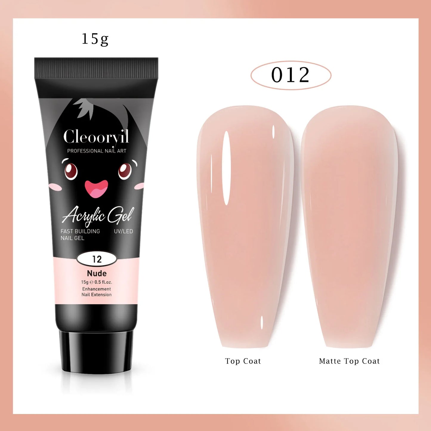 15ml Solid Nail Extension Gel – Poly Acrylic Crystal Gel in Naked Color, UV/LED Quick Build & Nail Extension Polish