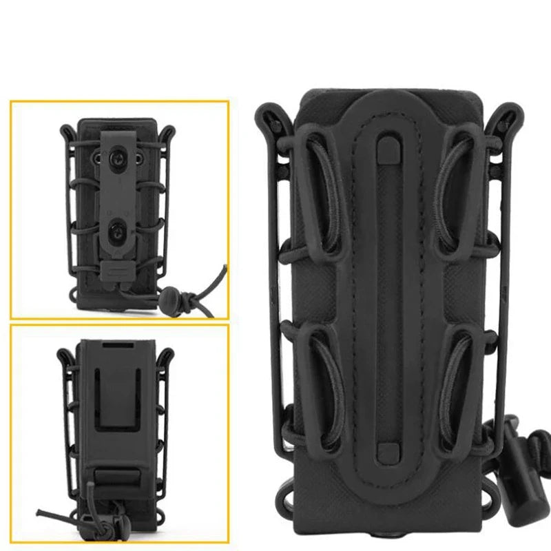 Tactical 9mm Single Magazine Pouch – MOLLE Clip, Quick Release FastMag Holder for P226, Glock 17/19, Beretta M9/PX4, Hunting Gear