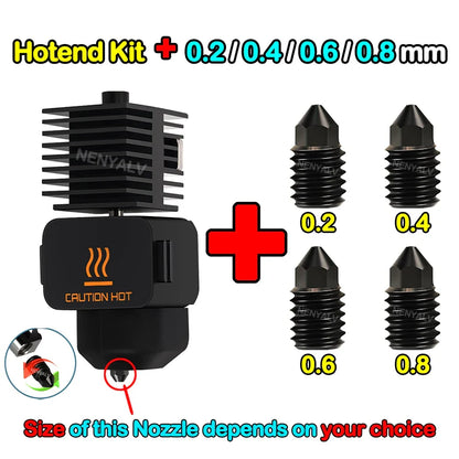 Bambu Lab A1 Mini Hotend Kit – 0.2/0.4/0.6/0.8mm Hardened Steel Nozzle Replacement for A1 3D Printer