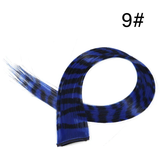 18" Synthetic Long Straight Hair Extension – High Temperature Clip-In Hairpiece, Feather Wig in Blue Rose Color for Women