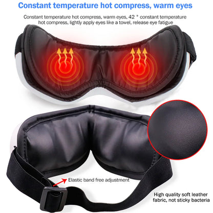 6D Smart Vibration Eye Massager – Hot Airbag Compress, Bluetooth Music Sleep Mask for Eye Relaxation & Fatigue Care