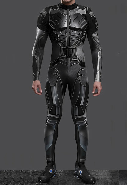 Cyberpunk Mechanical Armor Jumpsuit - Futuristic Steampunk Fighter Cosplay Bodysuit for Halloween & Costume Parties