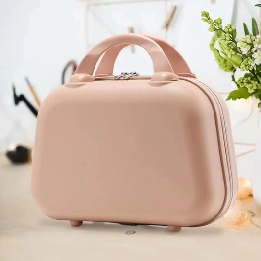 Portable 14-Inch Mini ABS Travel Suitcase – Waterproof Handheld Luggage & Makeup Storage Box with Zipper