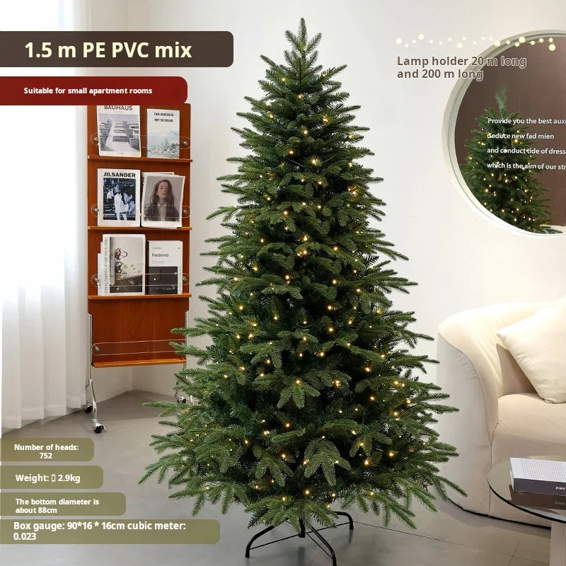 PE & PVC Mixed Christmas Tree with Lights — Large Decorative Holiday Tree for New Christmas Decor