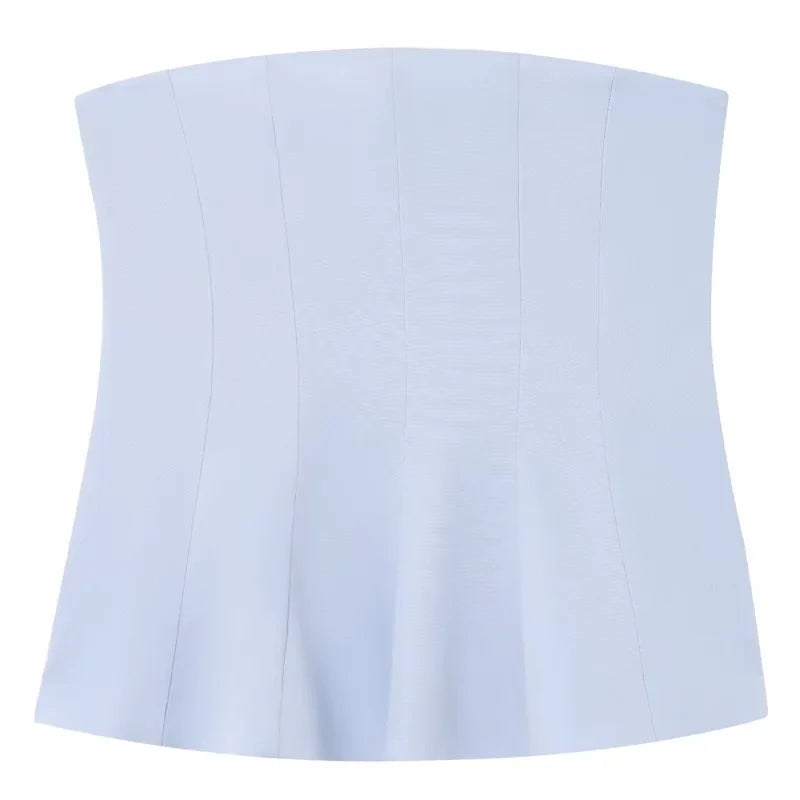 HXAO Women’s Summer 2025 Corset Tube Top – Ruffled Bustier Vest, Sleeveless Backless Tank in White, Pink, Blue, Yellow & Black