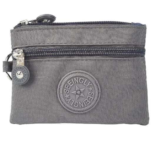 Small Solid Canvas Coin Bag for Kids - Money Purse, ID and Credit Card Holder, Key and Earphone Storage