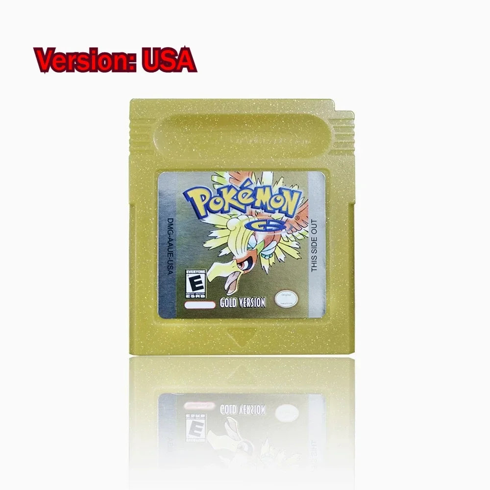 Pokemon GBC Game Cartridge - 16-Bit Video Game Card in Red, Blue, Crystal, Gold, Silver & Yellow Versions