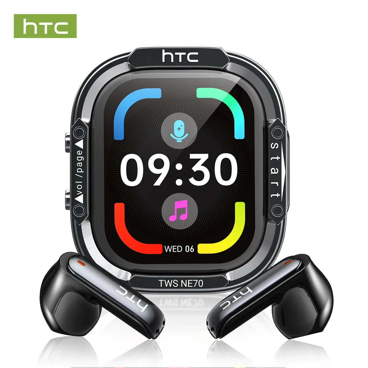 HTC NE70 Wireless Bluetooth Earbuds with AI Translator HD LCD Display Microphone 30H Battery Life Noise Reduction In-Ear Headphones