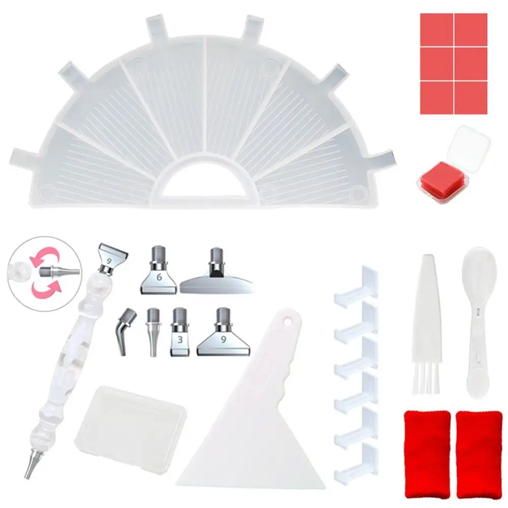6-Grid Diamond Painting Tray Kit – Large Capacity Drill Plate, Beading Plate, and Cross Stitch Tools with Diamond Painting Pen
