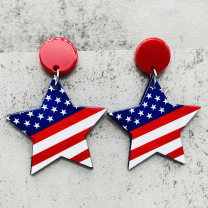 Patriotic Sunflower Acrylic Earrings - 4th of July American Flag Jewelry Gifts for Women Independence Day Parties