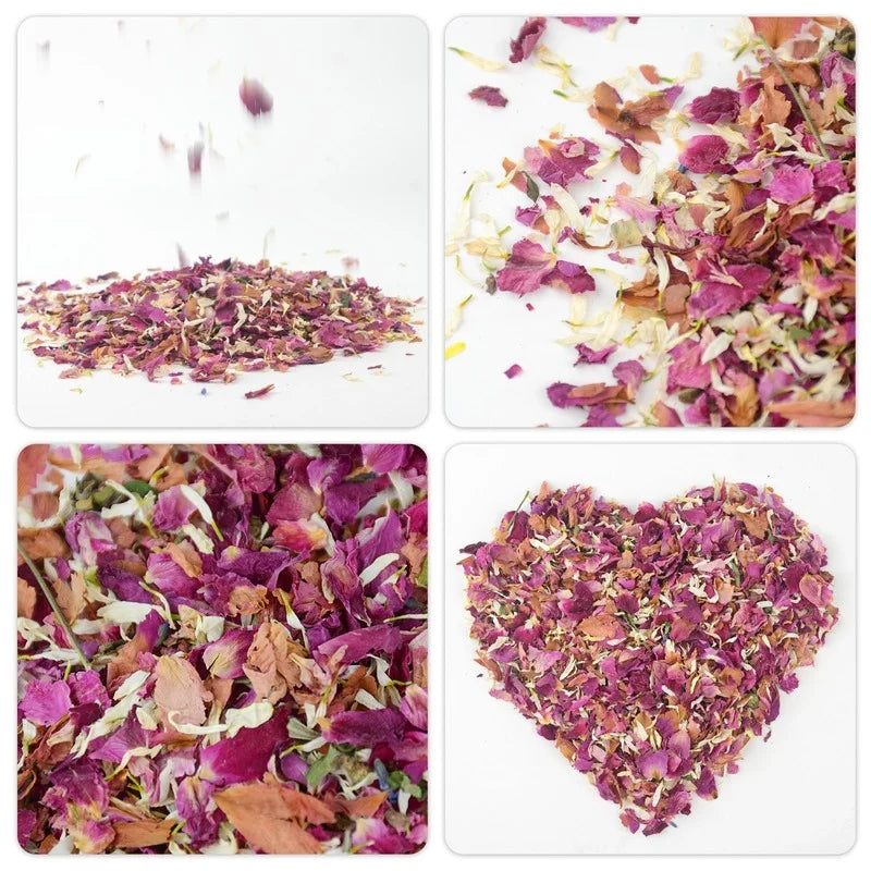 Natural Wedding Confetti - Dried Flowers & Rose Petals for Floral Bridal Shower, Birthday Party, and Wedding Decorations