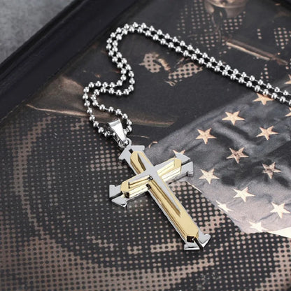 Stainless Steel Cross Pendant Necklace – Jesus Catholic Christian Amulet Jewelry for Men & Women, Religious Fashion Gift