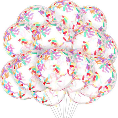 10PCS 12-Inch Chrysanthemum Foam Sequin Latex Balloons – Ice Cream Confetti Party Decorations