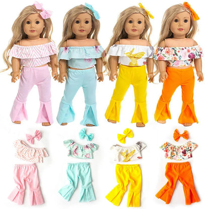 18-Inch Doll Clothes for American Girl Dolls — Bell-Bottoms & T-Shirt Set, Pretend Play Outfit, Gift for Girls