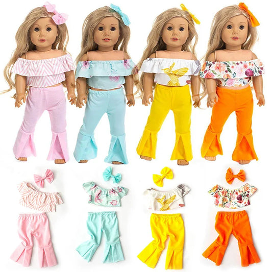 18-Inch Doll Clothes for American Girl Dolls — Bell-Bottoms & T-Shirt Set, Pretend Play Outfit, Gift for Girls