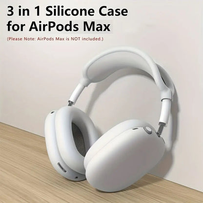 3-in-1 Soft Silicone Shockproof Case for AirPods Max – Anti-Scratch Headphones Skin Protector Cover