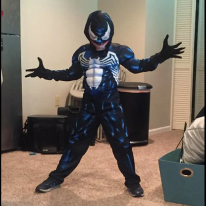 Kids Black Spider Costume - 3D Spandex Superhero Jumpsuit for Halloween Cosplay & Dress-Up