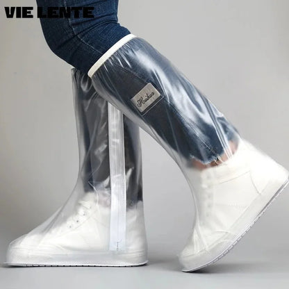 Men's & Women's High Tube Waterproof Shoe Covers – Durable, Dirtproof with Thickened Sole & Pressed Rain Edge