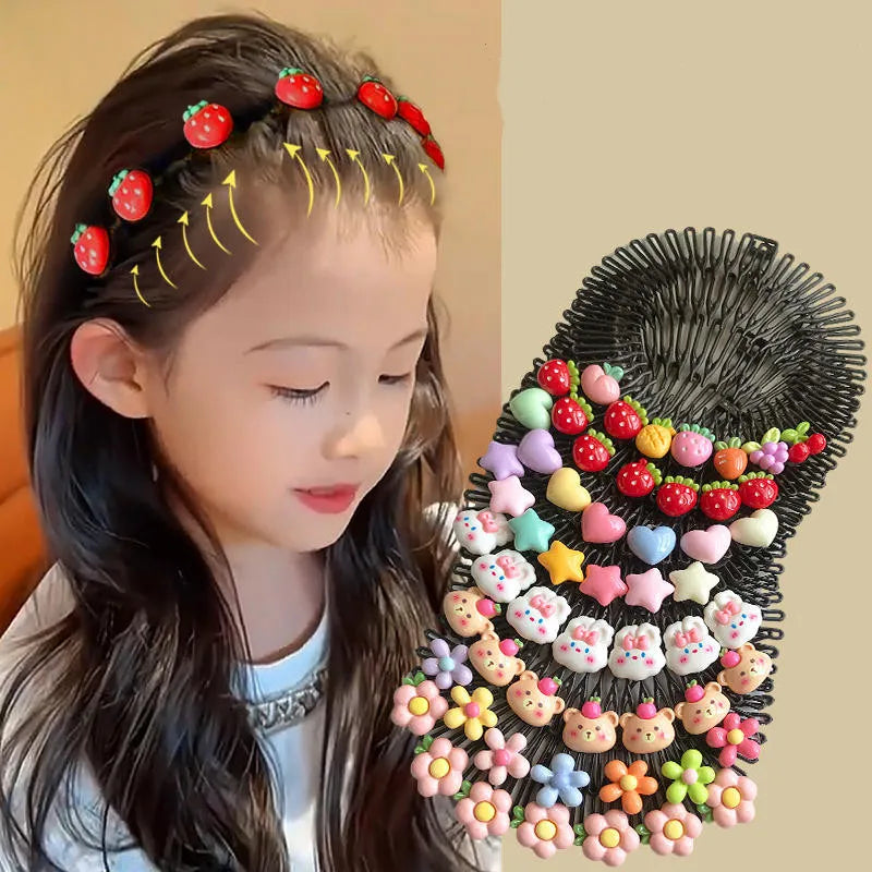 Children's Y2K Star Colorful Hair Accessories Set - Hair Comb, Headband, Clips - Cute Bunny Headdress for Princess Girls