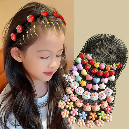 Children's Y2K Star Colorful Hair Accessories Set - Hair Comb, Headband, Clips - Cute Bunny Headdress for Princess Girls