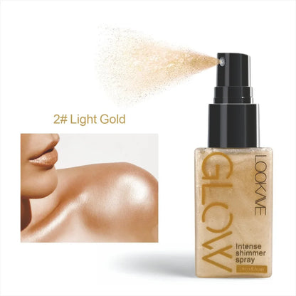 Shimmer Oil Spray – Waterproof Long-Lasting Gold & Bronze Body and Face Highlighter for Brightening & Contouring