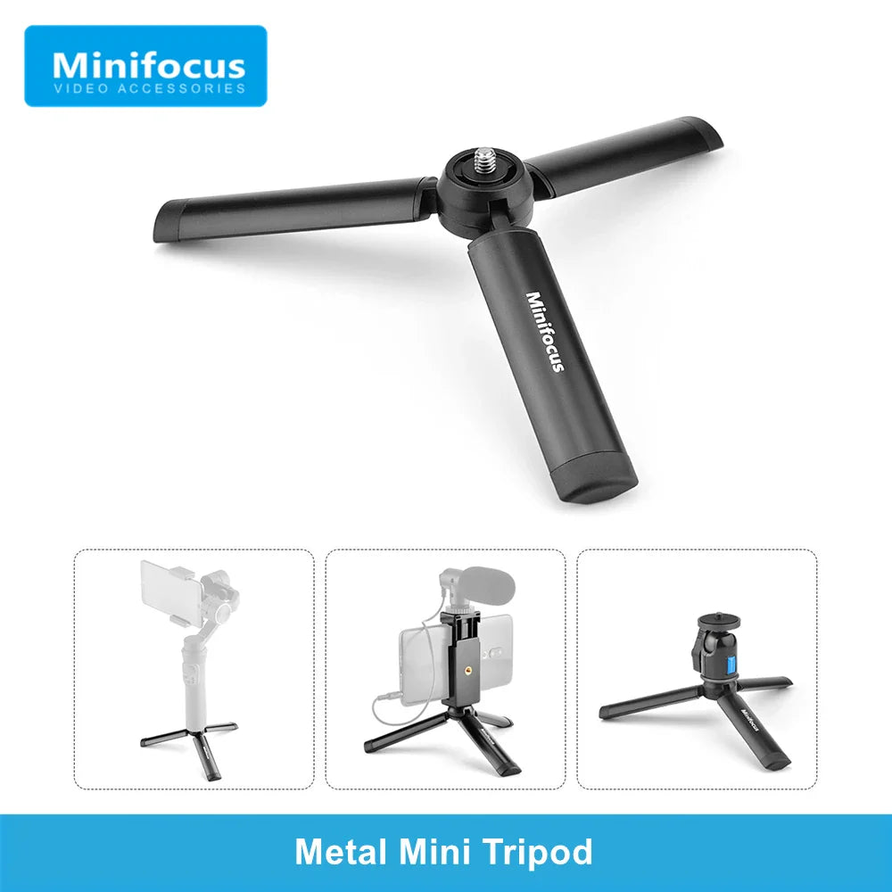 Metal Mini Tripod Stand for DJI, Zhiyun, Feiyu Gimbals & DSLR Cameras, Monopod with 1/4" Screw, Tabletop Handheld Stabilizer