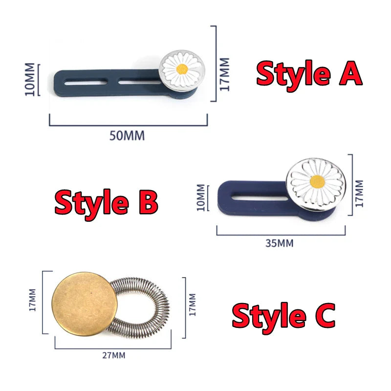 Adjustable Metal Button Extender for Jeans & Pants – Retractable Waistband Expander (1/5/10PCS Sewing Free)