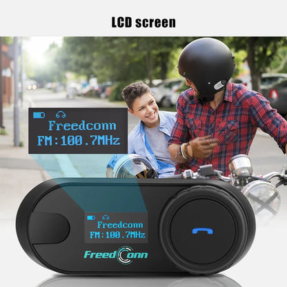 Freedconn T Com SC Bluetooth Motorcycle Intercom – Helmet Headset, Wireless Communication, BT 5.0, Music Share, 6 Riders, FM