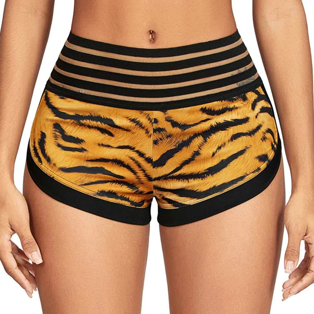 Animal Printed High Waist Yoga Shorts: Women's Fitness Leggings with Scrunch Butt - Breathable Gym Workout Jogging Clothes