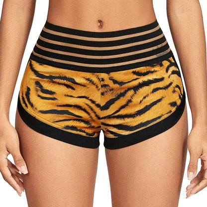 Animal Printed High Waist Yoga Shorts: Women's Fitness Leggings with Scrunch Butt - Breathable Gym Workout Jogging Clothes