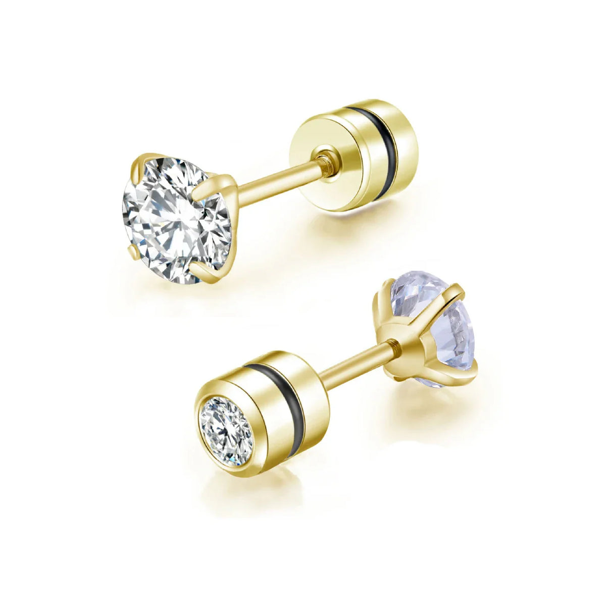 Medical Stainless Steel Zircon Ear Stud Earrings – Hypoallergenic Crystal Cartilage & Tragus Piercing Jewelry with Screw Back