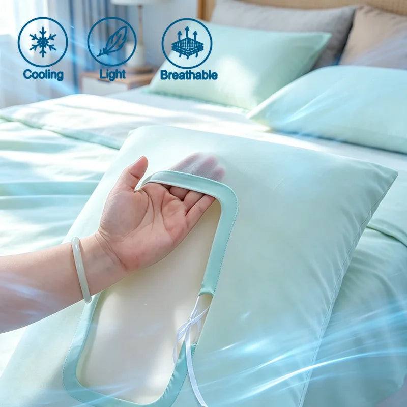 Universal Ice Silk Stretch Pillowcase - Cooling Elastic Cover for Memory Foam Pillows