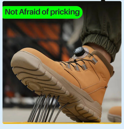 2024 Fashion Waterproof Security Work Boots – Protective Leather, Anti-Smash & Anti-Puncture Industrial Safety Shoes